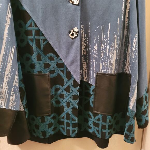 Lemongrass Womens Peacock Contrast Faux Suede Jacket Blazer Top Size XL - Picture 4 of 13